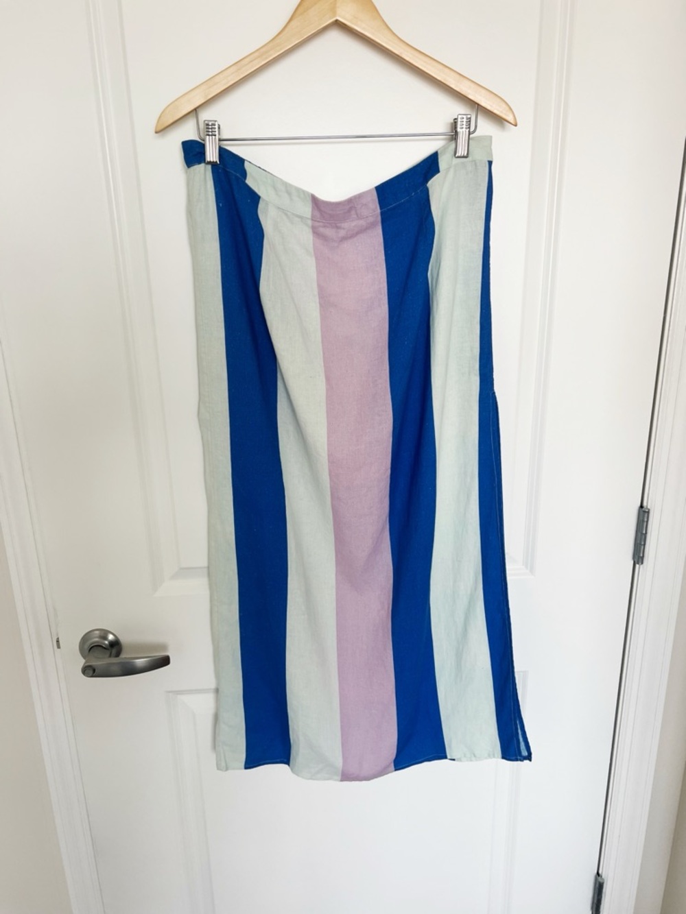 NWT Med Celandine Linen Blend Striped Skirt - Picture 3 of 4